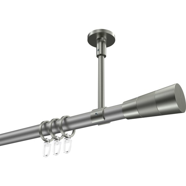 Gardinenstange (Deckenmontage) Silbergrau / Edelstahl-Optik, Metall 20 mm Ø Sonette Tanara