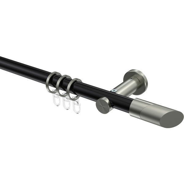 Vorhangstange Schwarz / Edelstahl-Optik, Metall 20 mm Ø Platon Verano