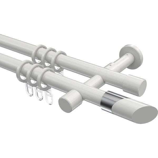 Vorhangstangen Weiß, Metall 20 mm Ø Prestige Verano, zweiläufig