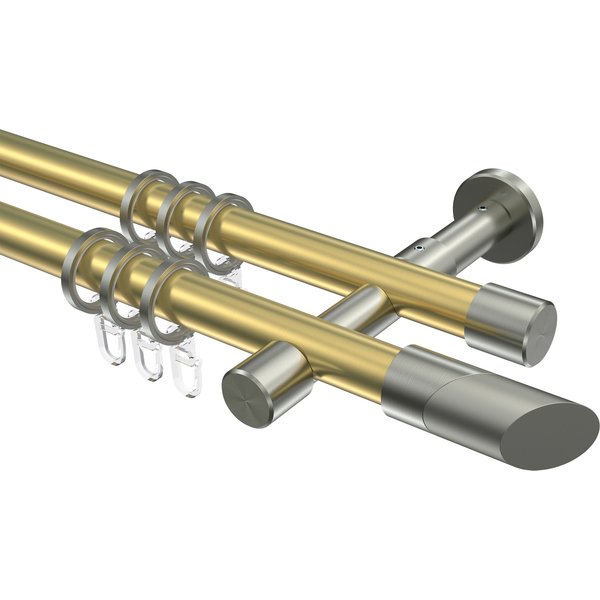 Gardinenstangen Messing-Optik / Edelstahl-Optik 20 mm Ø Prestige Verano, 2-läufig