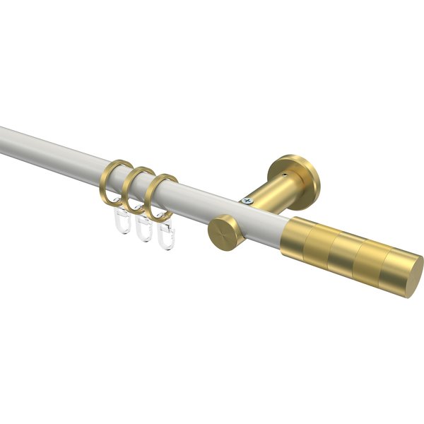 Vorhangstange Weiß / Messing-Optik, Metall 20 mm Ø Platon Mavell