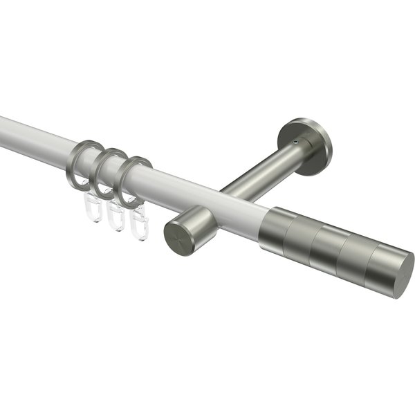 Vorhangstange Weiß / Edelstahl-Optik, Metall 20 mm Ø Prestige Mavell