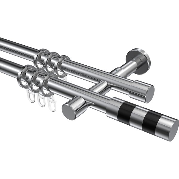 Gardinenstangen Chrom, Metall 20 mm Ø Prestige Mavell, doppelläufig