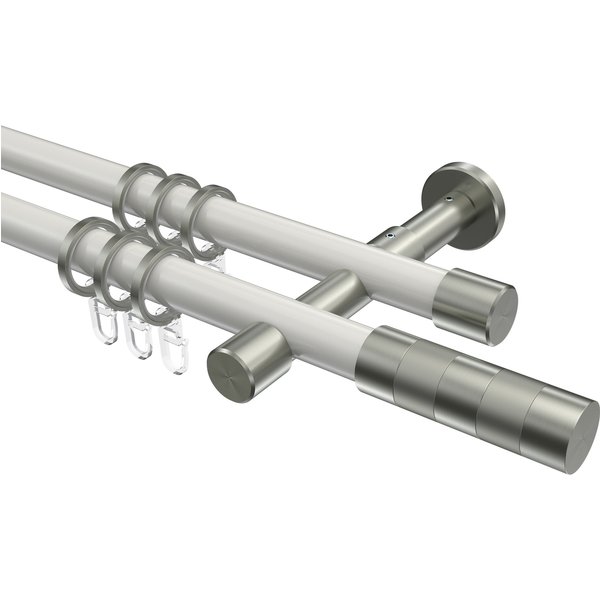 Vorhangstangen Weiß / Edelstahl-Optik, Metall 20 mm Ø Prestige Mavell, 2-läufig