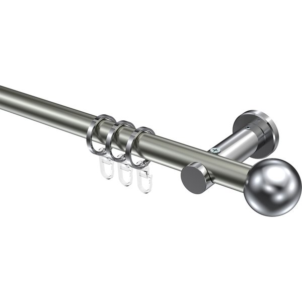 Gardinenstange Edelstahl-Optik / Chrom, Metall 20 mm Ø Platon Luino