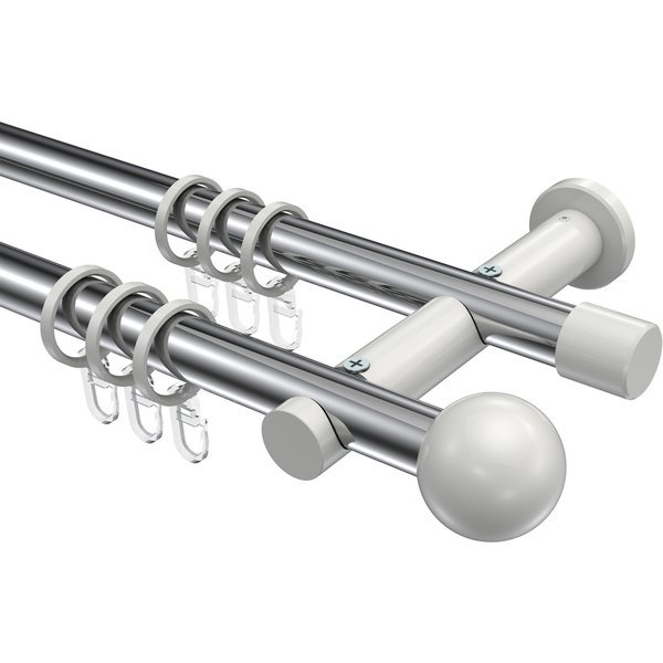 Stilgarnituren Chrom / Weiß, Metall 20 mm Ø Platon Luino, doppelläufig