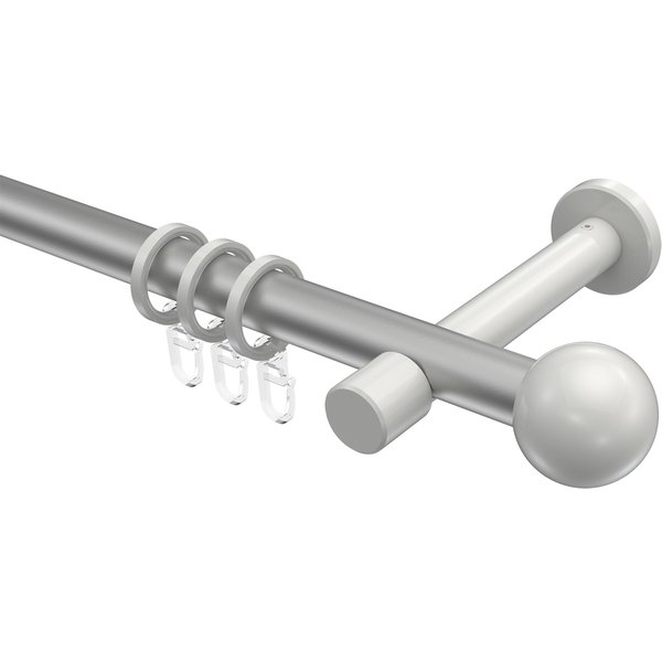 Vorhangstange Silbergrau / Weiß, Metall 20 mm Ø Prestige Luino