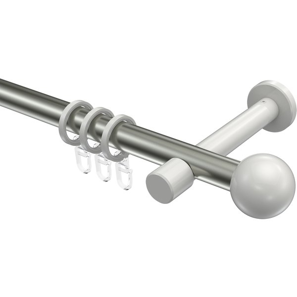 Gardinenstangen Edelstahl-Optik / Weiß, Metall 20 mm Ø Prestige Luino