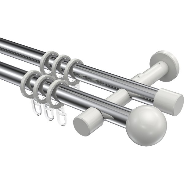 Stilgarnitur Chrom / Weiß, Metall 20 mm Ø Prestige Luino, doppelläufig