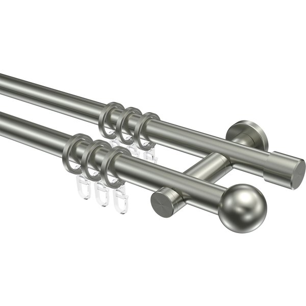 Edelstahl-Gardinenstange V2A doppelläufig 20 mm Ø Perfecta Luino