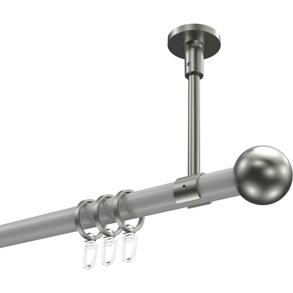 Gardinenstange (Deckenmontage) Weiß / Edelstahl-Optik, Metall 20 mm Ø Sonette Luino
