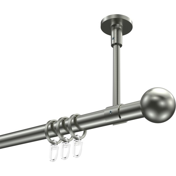 Gardinenstange (Deckenanbringung) Edelstahl-Optik, Metall 20 mm Ø Sonette Luino