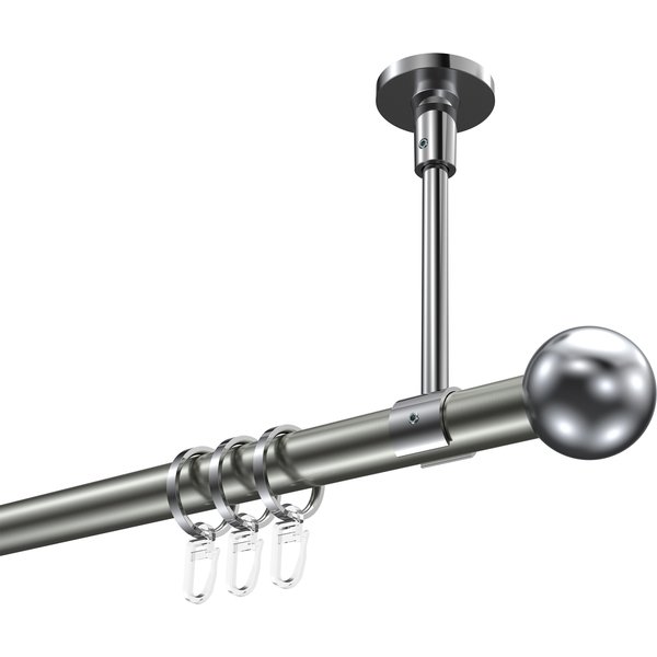 Gardinenstange (Deckenbefestigung) Edelstahl-Optik / Chrom, Metall 20 mm Ø Sonette Luino