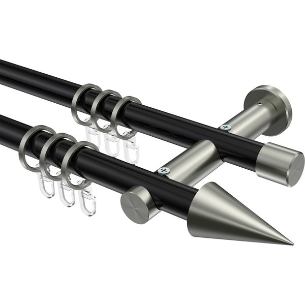 Stilgarnitur Schwarz / Edelstahl-Optik, Metall 20 mm Ø Platon Savio, zweiläufig