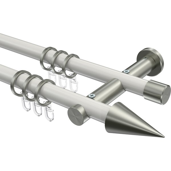 Gardinenstangen Weiß / Edelstahl-Optik, Metall 20 mm Ø Platon Savio, 2-läufig