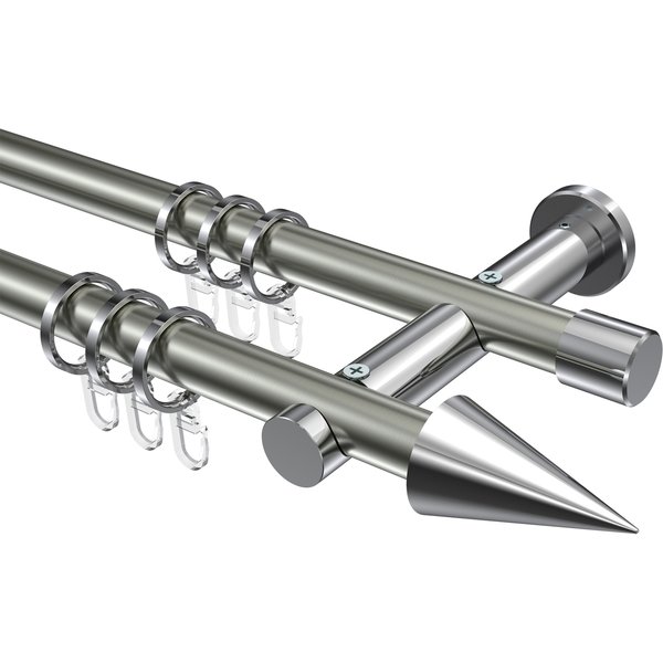 Gardinenstange Edelstahl-Optik / Chrom, zweiläufig Metall 20 mm Ø Platon Savio