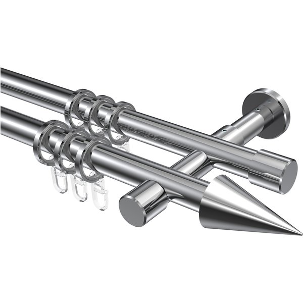 Vorhangstangen Chrom, Metall 20 mm Ø Prestige Savio, doppelläufig