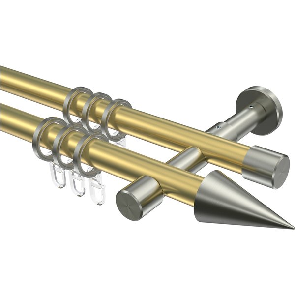 Gardinenstangen Messing-Optik / Edelstahl-Optik 20 mm Ø Prestige Savio, zweiläufig