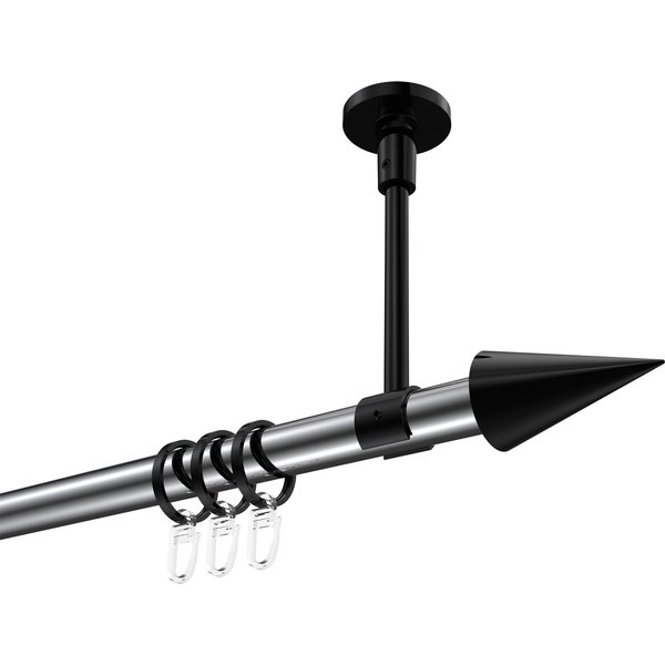 Gardinenstange (Deckenbefestigung) Chrom / Schwarz, Metall 20 mm Ø Sonette Savio