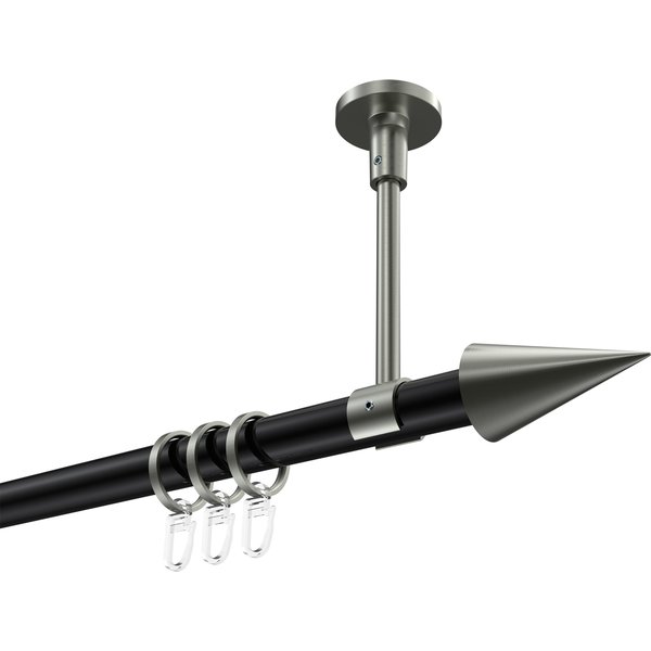 Gardinenstange (Deckenmontage) Schwarz / Edelstahl-Optik, Metall 20 mm Ø Sonette Savio