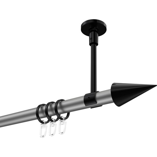 Gardinenstange (Deckenbefestigung) Silbergrau / Schwarz, Metall 20 mm Ø Sonette Savio