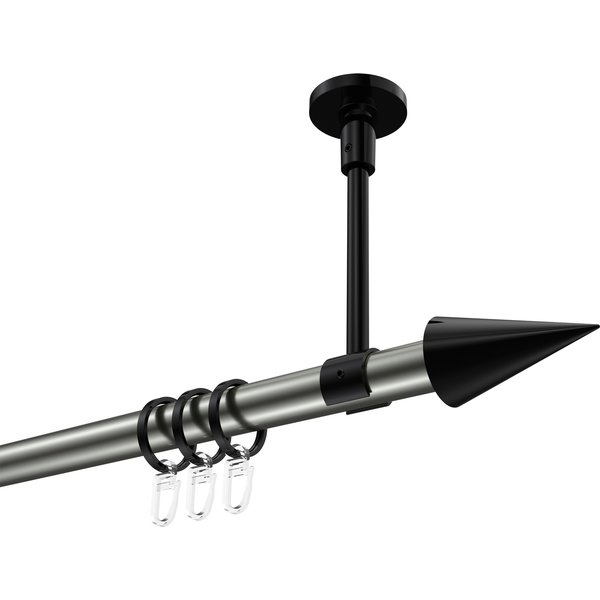 Vorhangstange (Deckenmontage) Edelstahl-Optik / Schwarz, Metall 20 mm Ø Sonette Savio