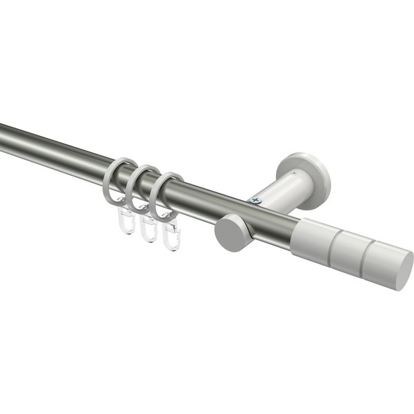 Gardinenstange Edelstahl-Optik / Weiß, Metall 20 mm Ø Platon Elanto