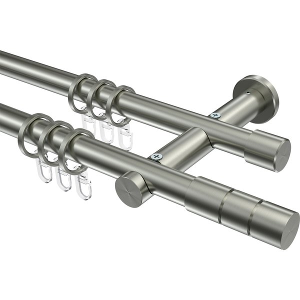 Gardinenstange Edelstahl-Optik 20 mm Ø Platon Elanto, doppelläufig