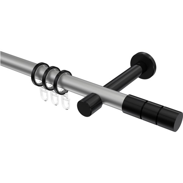 Vorhangstange Silbergrau / Schwarz, Metall 20 mm Ø Prestige Elanto