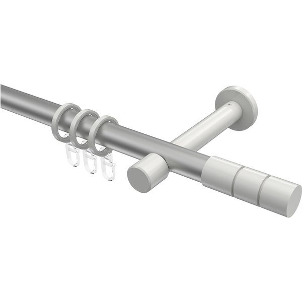 Vorhangstangen Silbergrau / Weiß, Metall 20 mm Ø Prestige Elanto
