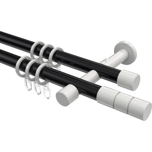 Stilgarnitur Schwarz / Weiß, Metall 20 mm Ø Prestige Elanto, 2-läufig