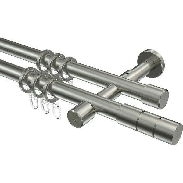 Gardinenstange Edelstahl-Optik 20 mm Ø Prestige Elanto, doppelläufig