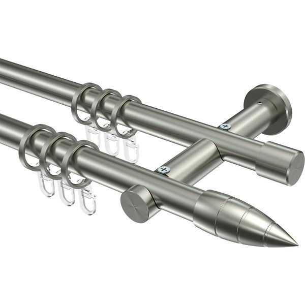 Gardinenstangen Edelstahl-Optik 20 mm Ø Platon Samanto, doppelläufig