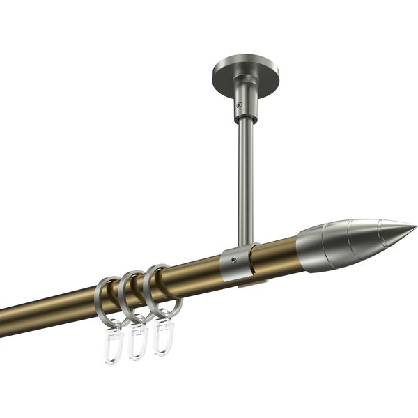 Gardinenstange (Deckenbefestigung) Messing Antik / Edelstahl-Optik, Metall 20 mm Ø Sonette Samanto