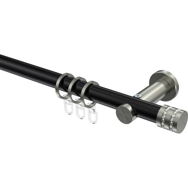 Gardinenstange Schwarz / Edelstahl-Optik, Metall 20 mm Ø Platon Estana