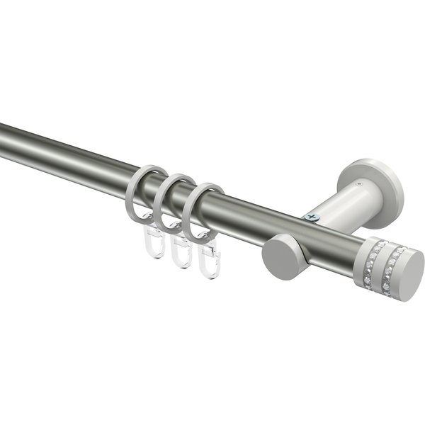 Vorhangstange Edelstahl-Optik / Weiß, Metall 20 mm Ø Platon Estana