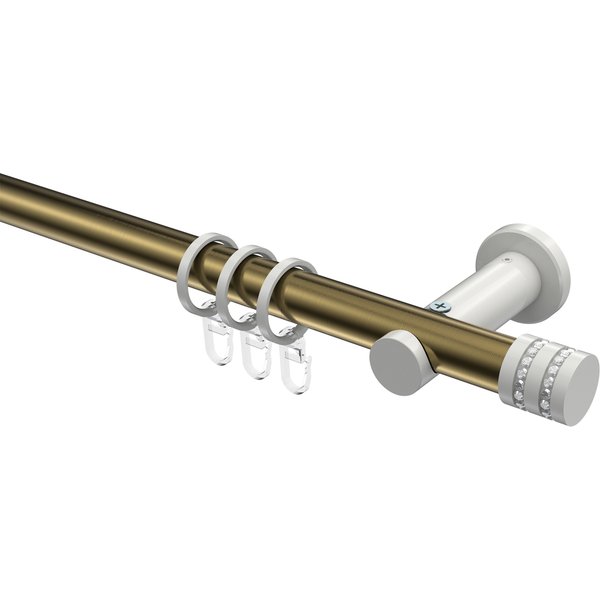 Vorhangstange Messing Antik / Weiß, Metall 20 mm Ø Platon Estana