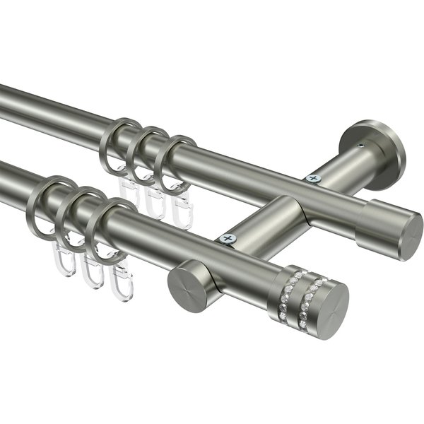 Gardinenstangen Edelstahl-Optik 20 mm Ø Platon Estana, 2-läufig