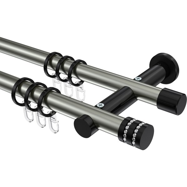Stilgarnituren Edelstahl-Optik / Schwarz, Metall 20 mm Ø Platon Estana, 2-läufig