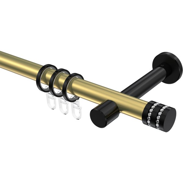 Gardinenstange Messing-Optik / Schwarz, Metall 20 mm Ø Prestige Estana