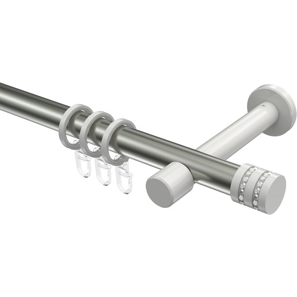 Vorhangstangen Edelstahl-Optik / Weiß, Metall 20 mm Ø Prestige Estana