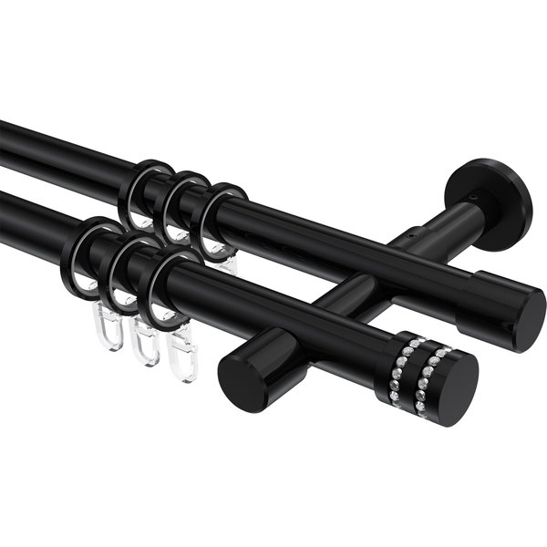 Gardinenstange Schwarz, Metall 20 mm Ø Prestige Estana, zweiläufig