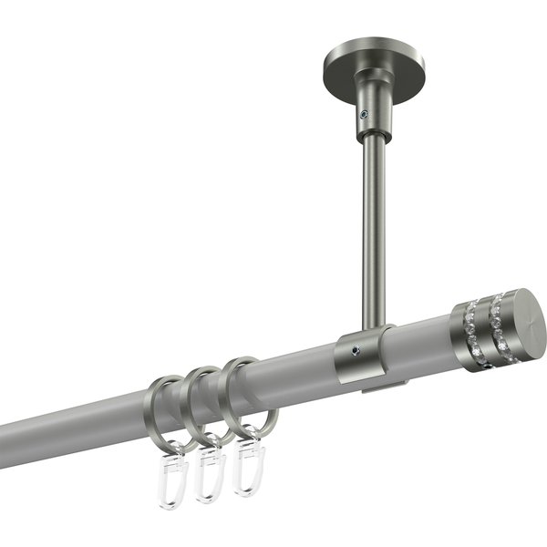 Gardinenstange (Deckenanbringung) Weiß / Edelstahl-Optik, Metall 20 mm Ø Sonette Estana