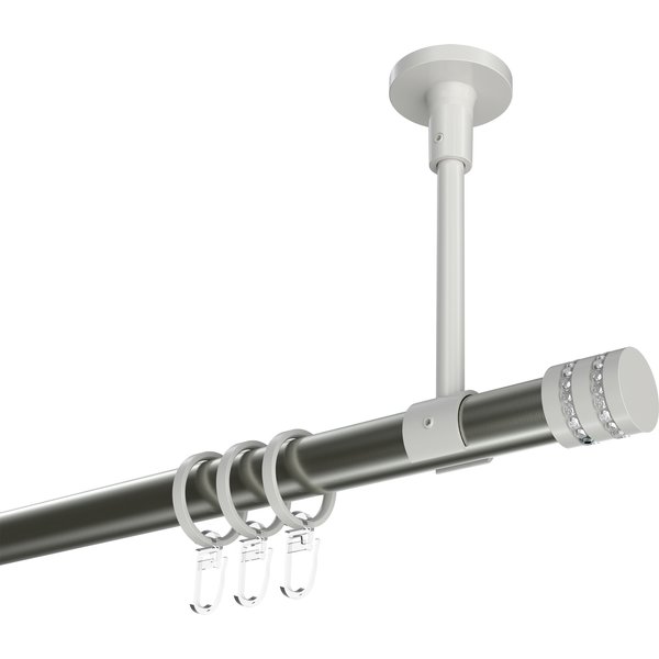 Gardinenstange (Deckenmontage) Edelstahl-Optik / Weiß, Metall 20 mm Ø Sonette Estana