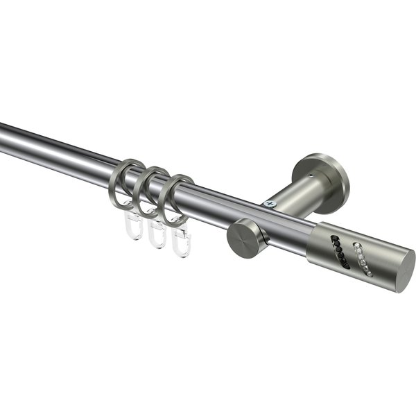 Gardinenstange Chrom / Edelstahl-Optik, Metall 20 mm Ø Platon Zoena