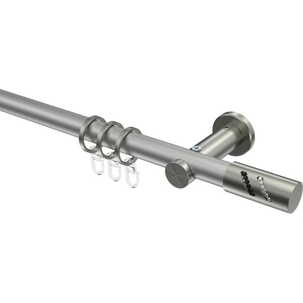 Vorhangstange Silbergrau / Edelstahl-Optik, Metall 20 mm Ø Platon Zoena