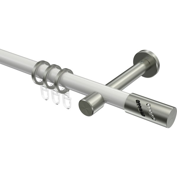 Vorhangstange Weiß / Edelstahl-Optik, Metall 20 mm Ø Prestige Zoena