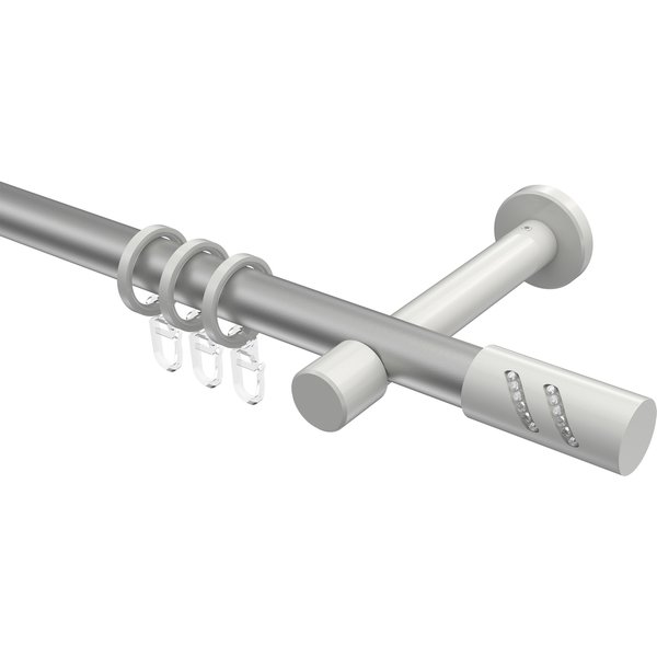 Gardinenstangen Silbergrau / Weiß, Metall 20 mm Ø Prestige Zoena