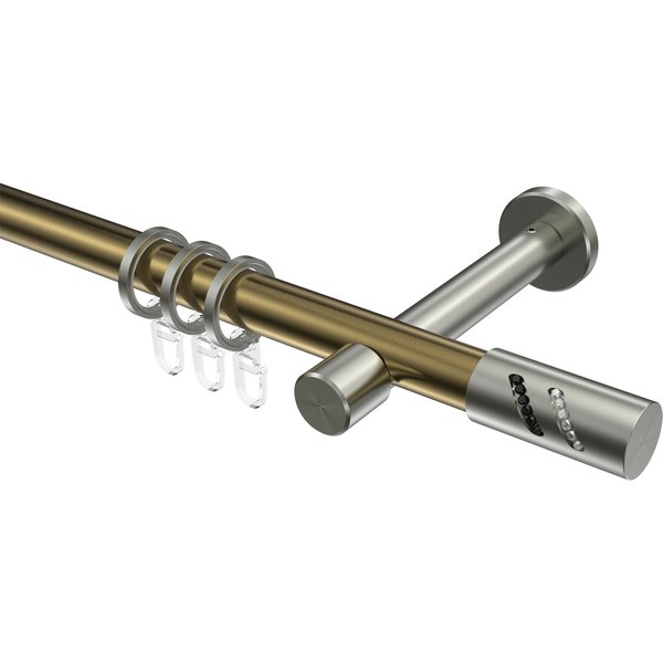 Gardinenstange Messing Antik / Edelstahl-Optik, Metall 20 mm Ø Prestige Zoena