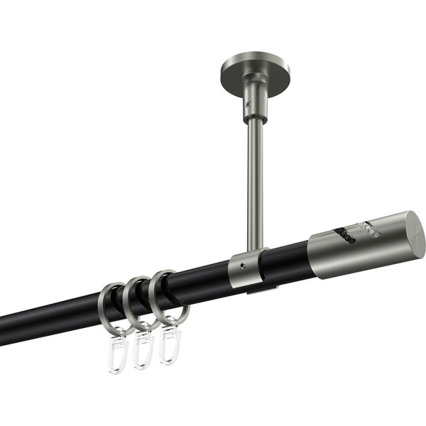 Vorhangstange (Deckenanbringung) Schwarz / Edelstahl-Optik, Metall 20 mm Ø Sonette Zoena